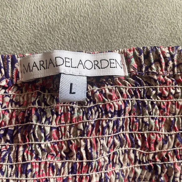 Maria de La Orden sz L crop puff sleeve button front blouse excellent pre owned - Picture 7 of 8